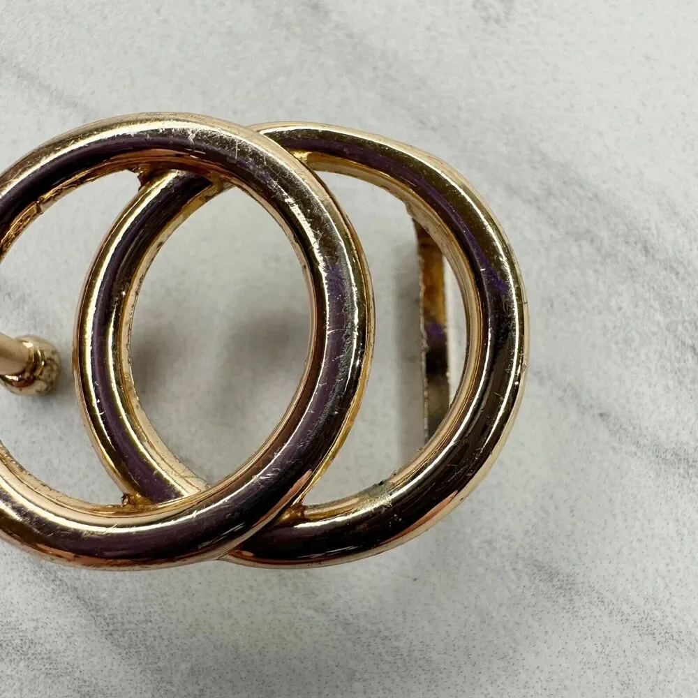 Gold Tone Small Double Circle Belt Buckle